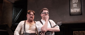 A production photo from The End of the Beginning as part of Three Short Comedies by Seán O'Casey featuring actors Rory Nolan and Marty Rea