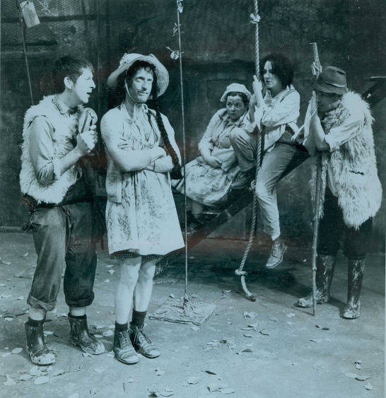 A black-and-white production photo of As You Like It by William Shakespeare.