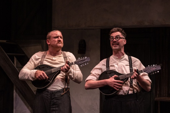 A production photo from Three Short Comedies by Sean O'Casey featuring Rory Nolan and Marty Rea.