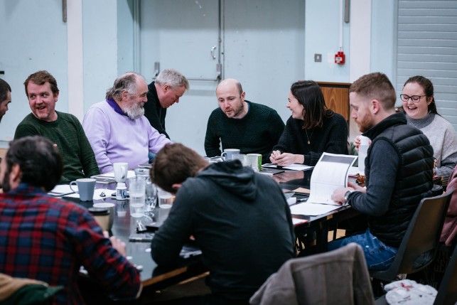 The Cherry Orchard cast and team getting ready the first rehearsal. Photo credit: Simon Lazewski
		