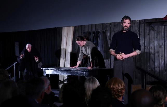 <p>Marie Mullen, Rachel O'Byrne and Marty Rea in Druid Theatre's Riders to the Sea by J. M. Synge at Áras an Uachtaráin to mark Druid's 50th anniversary.</p>
		