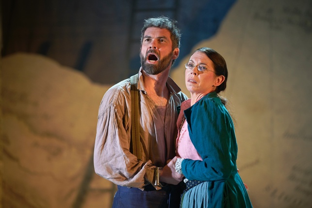 Marty Rea as Robert Ffolliott holds hands with Eileen Walsh as Arte O Neale as they look into the distance