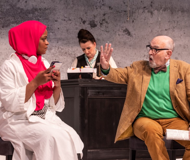 <p>Naima Swaleh, Anna Healy and Bosco Hogan in The Last Return by Sonya Kelly, photo by Ste Murray.</p>